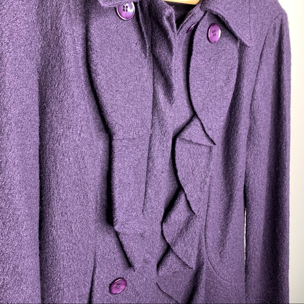 CUPIO Purple Boiled Wool Ruffle Jacket Medium - Picture 4 of 8